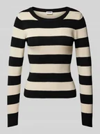 Swetry damskie - Sweter z dzianiny ze wzorem w paski model ‘JAZ’ - miniaturka - grafika 1