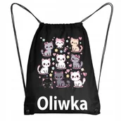 Plecaki worki - Worek Szkolny Workoplecak WF Do Przedszkola Szkoły KOTKI KOTEK + IMIĘ 7 - miniaturka - grafika 1