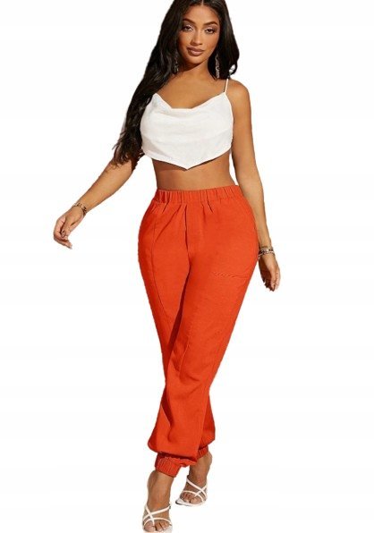 SHEIN SPODNIE POMARAŃCZOWE DŁUGIE CASUAL 40/42 ŁJO