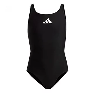 Stroje kąpielowe - adidas Jednoczęściowy kostium kąpielowy z logo dla dziewcząt, rozmiar Solid Small - grafika 1