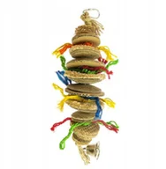 Akcesoria dla ptaków - DUVO+ ZABAWKA DLA PTAKÓW KOLOROWE KRĄŻKI KARTON+KOKOS 23x7x7cm - miniaturka - grafika 1