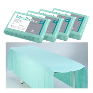 Prześcieradło jednorazowe 150cm x 210cm zielone podfoliowane 54g MedixPro 20szt - Kosmetyczne akcesoria jednorazowe - miniaturka - grafika 1
