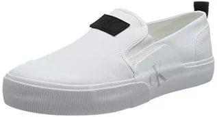 Sneakersy męskie - Calvin Klein Jeans Męskie sneakersy skater Vulc slipon odznaka, białe/czarne, 8 UK, Biały, czarny, 40.5 EU - grafika 1