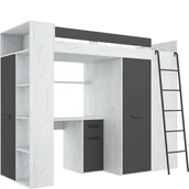 Łóżka dla dzieci i młodzieży - Łóżko Piętrowe Verana Prawe Craft Biały / Grafit MebloCross Grafit, Craft Biały - miniaturka - grafika 1