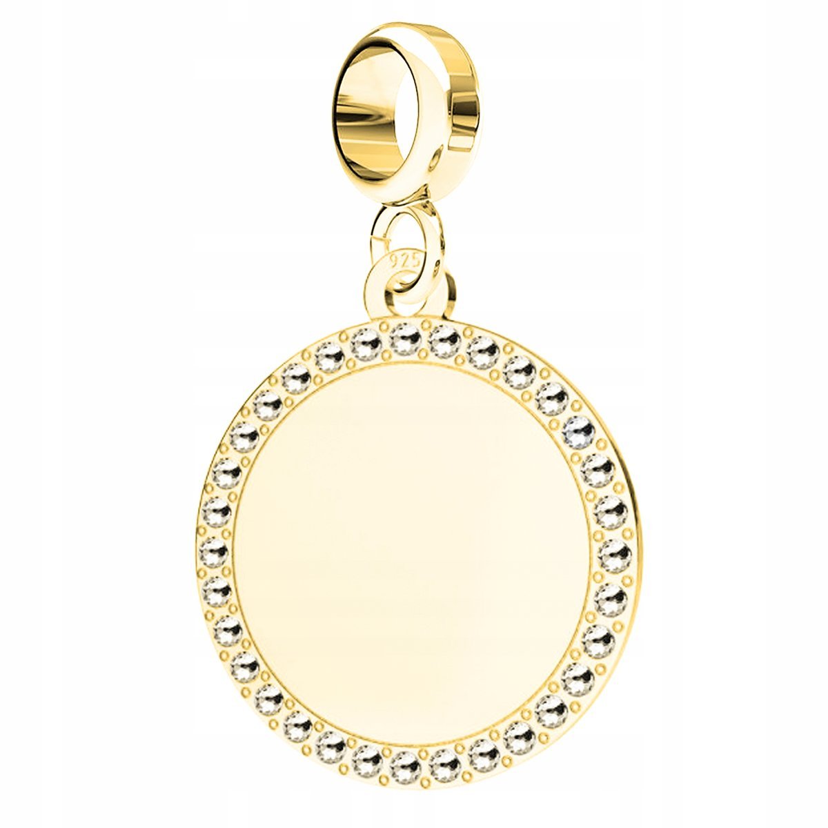 Charms złoty Blaszka Kryształy srebro 925