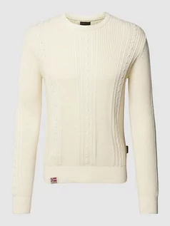 Swetry męskie - Sweter z dzianiny ze ściegiem warkoczowym model ‘TRONDHEIM’ - grafika 1