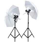 Lampy studyjne - Zestaw 2 lamp 2x100 LED z parasolkami 84cm - miniaturka - grafika 1