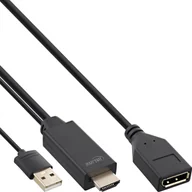 Kable komputerowe i do monitorów - Kabel InLine InLine® HDMI M to DisplayPort F Converter Cable, 4K, black/gold, 0.3m - miniaturka - grafika 1