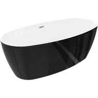 Wanny - Mexen Lira wanna wolnostojąca wzór 170 x 80 cm, biała/czarna, przelew nikiel szczotkowany - 52831708075-97 - miniaturka - grafika 1