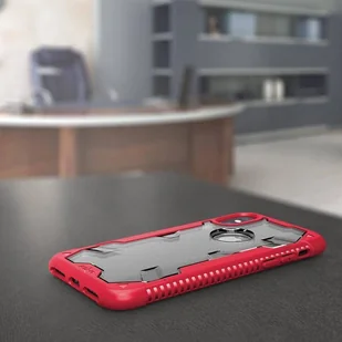 Zizo Proton Case Pancerne etui iPhone X ze szkłem 9H na ekran (Crimson Red/Trans Clear) - Etui i futerały do telefonów - miniaturka - grafika 2