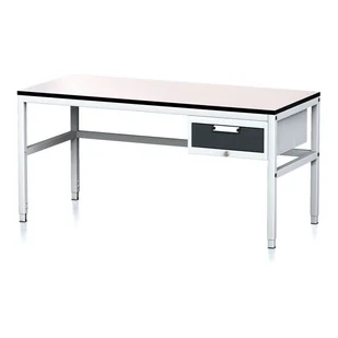 B2B Partner Stół warsztatowy MECHANIC II, 1600 x 700 x 745-985 mm, 1 kontener szufladowy, szary/antracyt 1263011 - Stoły warsztatowe - miniaturka - grafika 1