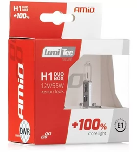 AMiO Zestaw żarówek halogenowych H1 12V 55W LumiTec Silver +100% Duo Box AMI-01401 - Żarówki samochodowe - miniaturka - grafika 1