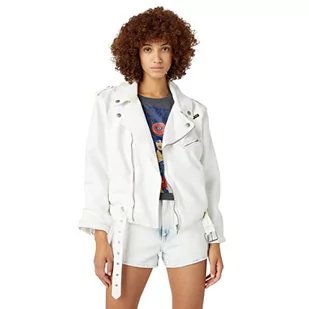 Wrangler Damska kurtka Western Moto Denim, biały, XXL - Kurtki damskie - miniaturka - grafika 1