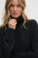 Swetry damskie - Calvin Klein sweter wełniany damski kolor czarny z golfem K20K207987 - miniaturka - grafika 1