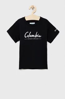 Koszulki dla dziewczynek - Columbia t-shirt bawełniany dziecięcy kolor granatowy z nadrukiem - grafika 1