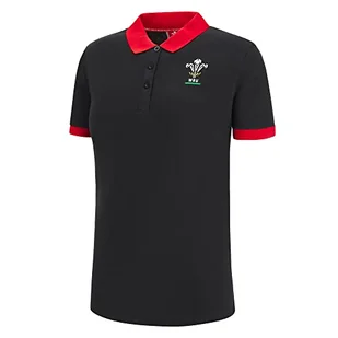 Macron Damska koszulka polo WRU Merch Ca Lf czarna/czerwona, Czarny, 40 - Koszulki i topy damskie - miniaturka - grafika 1
