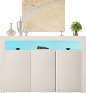 Komody - MEGSTYL KOMODA 130CM Z 3 DRZWICZKAMI - GRAND 4 biały mat - biały połysk - miniaturka - grafika 1