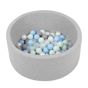 SEL-70OK30D-463 Selonis Suchy basen okrągły z piłeczkami 6cm jasnoszary: perła-szary-transparent-babyblue-mięta 70x30cm/150piłek Zabawka basen piank.. - Suche baseny - miniaturka - grafika 1