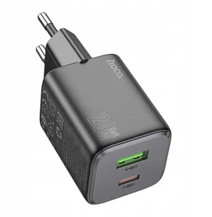 Ładowarka sieciowa do telefonu Hoco USB A + USB C QC3.0 PD 3A 20W N41 czarna - Ładowarki do telefonów - miniaturka - grafika 1