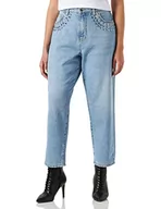 Spodnie damskie - Pinko Maddie Mom Denim + Strass E Me Jeansy damskie, Pjo_pranie Przezroczyste Średnie, 28 - miniaturka - grafika 1