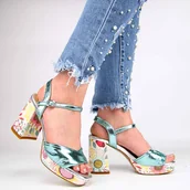 Sandały damskie - S.Barski CR980 buty damskie sandały na słupku - miniaturka - grafika 1