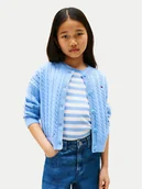 Swetry damskie - Tommy Hilfiger Kardigan KG0KG08546 Błękitny Regular Fit - miniaturka - grafika 1