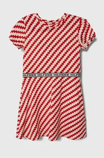 Tommy Hilfiger sukienka dziecięca kolor czerwony mini rozkloszowana - Sukienki i spódniczki dla dziewczynek - miniaturka - grafika 1