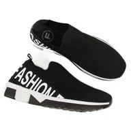 Slip on damskie - Buty sportowe damskie skarpetkowe slip on czarne Filippo - ButyModne - miniaturka - grafika 1