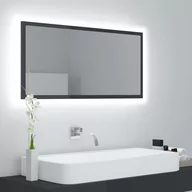 Lustra - vidaXL Lumarko Lustro łazienkowe z LED, szare na wysoki połysk, 90x8,5x37 cm 804939 - miniaturka - grafika 1