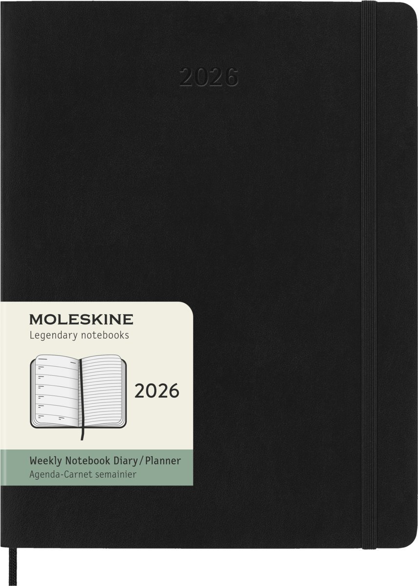 MOLESKINE kalendarz 2026 CZARNY EXTRA LARGE WEEKLY SOFT TYGODNIOWY (19x25)