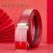 Inne - TEMU [Czerwony Pasek z Sztucznej Skóry] Męski Pasek Oyifan z Sztucznej Skóry - Modny Czerwony z Automatyczną Sprzączką ze Stopu, Idealny do Biznesu i - miniaturka - grafika 1