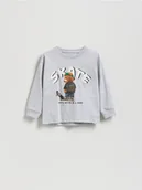 Bluzki dla niemowląt - Reserved - Longsleeve z nadrukiem - ciemnoszary - miniaturka - grafika 1
