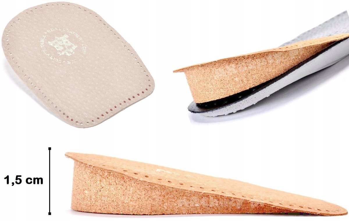 36/41 DAMSKIE BIAŁE PODPIĘTKI KORKOWE SKÓRZANE PODWYŻSZAJĄCE 1,5 CM + 15 MM