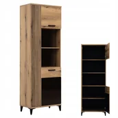 Regały - Regał L/p uniwersalny wąski Szafka Słupek dąb czarny Aris AS9 lamele - miniaturka - grafika 1