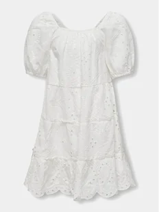 Kids ONLY Sukienka letnia Cleo 15320402 Biały Regular Fit - Sukienki i spódniczki dla dziewczynek - miniaturka - grafika 1