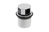 Przedłużacze i rozgałęźniki - GTV Gniazdo meblowe nablatowe wpuszczane AE-BPW3S100U-53 COMFORT fi 100mm 3 x gniazdo SCHUKO 2 x USB 24A aluminiowe - miniaturka - grafika 1