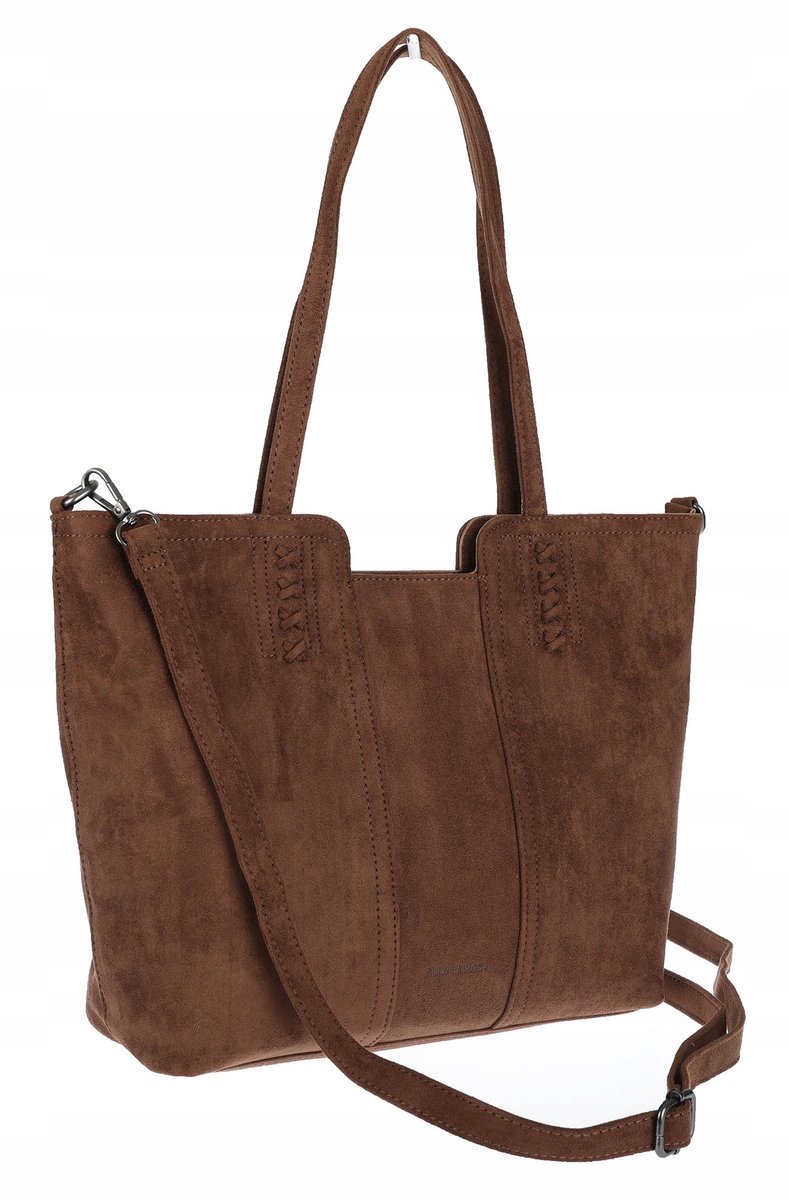 Torebka damska shopper worek zamsz elegancka lekka torba H087 Czekoladowa