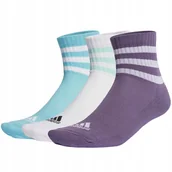 Skarpetki męskie - Skarpety adidas 3-Stripes Cushioned Sportswear Mid-Cut Socks 3P fioletowe, - miniaturka - grafika 1