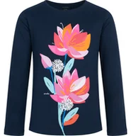 Bluzki dla dziewczynek - T-shirt z długim rękawem dla dziewczynki, z motywem kwiatowym, granatowy 9-13 lat - miniaturka - grafika 1