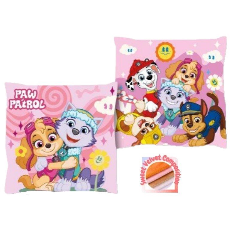 Poduszka dziecięca Paw Patrol Skye 38x38 cm różowa miękka welurowa
