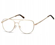 Okulary korekcyjne, oprawki, szkła - Sunoptic Okulary oprawki korekcyjne pilotki zerówki 889B złote - miniaturka - grafika 1