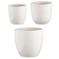 Donice - Zestaw doniczek ceramicznych, okrągłych, zwężana podstawa, 3 sztuki - miniaturka - grafika 1