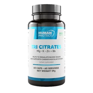 Human Protect Tri Citrates 60kaps. Cytrynian Potas Magnez Cynk - Witaminy i minerały Human Protect Tri Citrates 60kaps. Cytrynian Potas Magnez Cynk - Witaminy i minerały - miniaturka - grafika 1