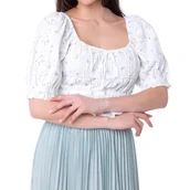 Bluzki damskie - Bluzka damska Guess Lulu Top krótka crop top biała haftowana-L - GUESS - miniaturka - grafika 1