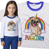 Piżamy dla dziewczynek - Piżama dziecięca Pugicorn Mopsorożec Mops Mopsik Pies Piesek 86/92 - VoloDonum - miniaturka - grafika 1