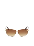 Okulary przeciwsłoneczne - Okulary przeciwsłoneczne z metalową ramką i brązowymi szkłami - miniaturka - grafika 1