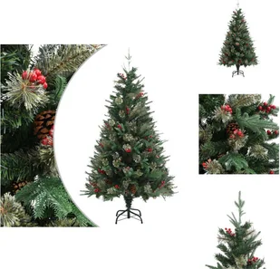 vidaXL Choinka z szyszkami zielona 150 cm PVC & PE - Choinki świąteczne - Choinki - miniaturka - grafika 1