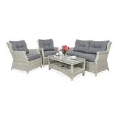 Meble ogrodowe - Zestaw mebli ogrodowych FOCUS GARDEN Trivento II White Grey, szary, 4-elementowy - miniaturka - grafika 1