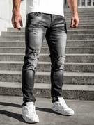 Spodnie męskie - Czarne spodnie jeansowe męskie slim fit Denley MP0024N - miniaturka - grafika 1
