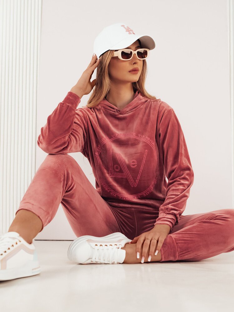 Welurowy komplet damski VIP PRIVATE różowy Dstreet AY0868-L/XL